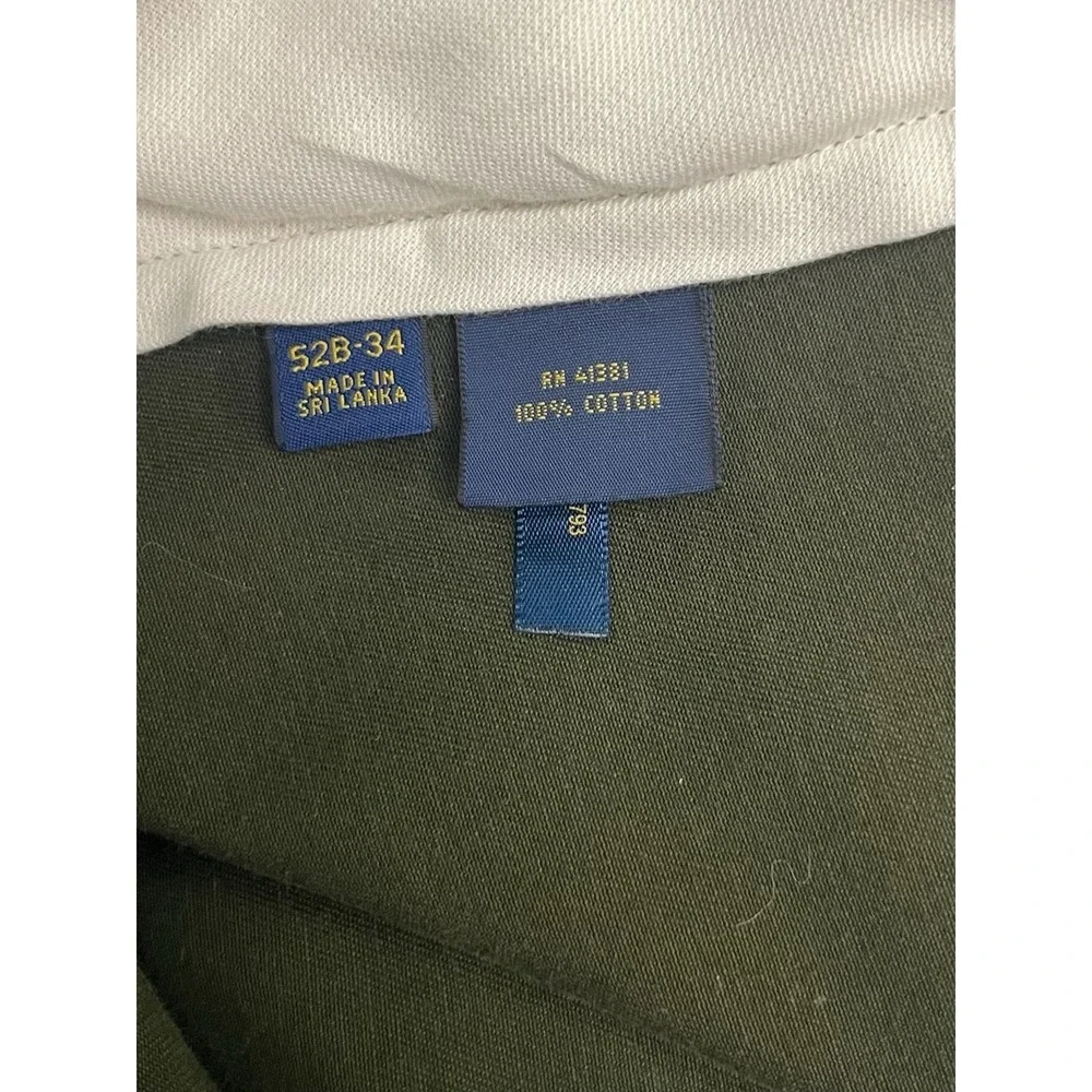 Polo Ralph Lauren 52x34 Olive Green Chino Dress Pants Flat Front Trousers Cotton